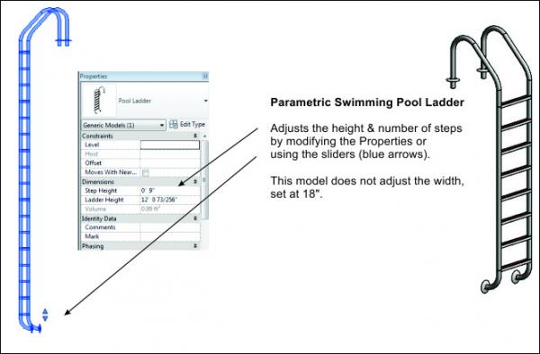 Stainless Steel Pool Ladder - Parametric Length & Step Height