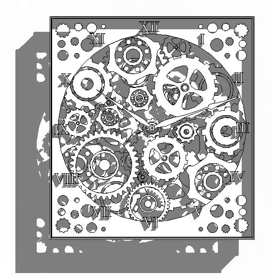 Clock (Wall clock, sculpture, art metallic clock, gears)