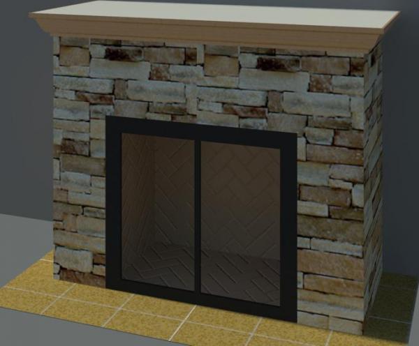 Stone fireplace