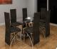Black glass V Style Dining Table and Chairs