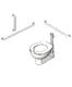 Floor mounted flush-valve toilet w 3-piece grab bars